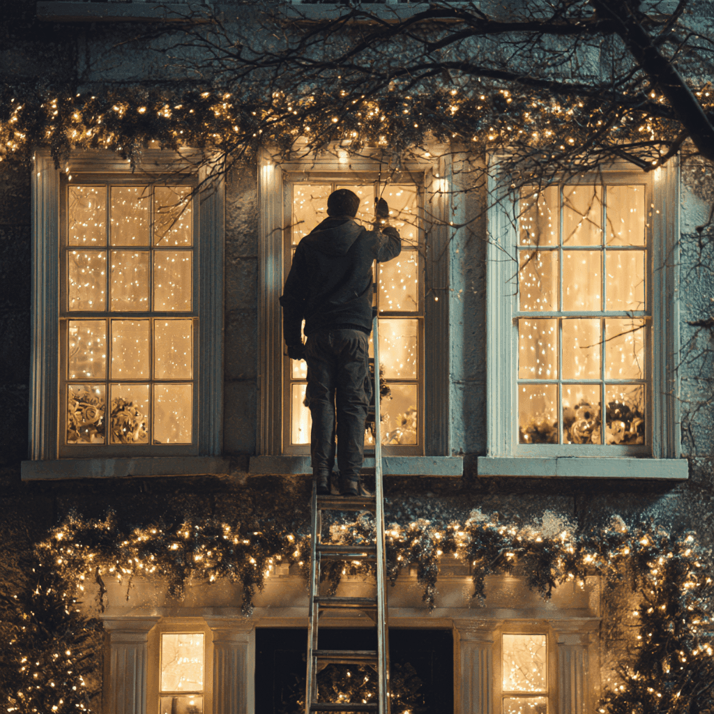 Professional holiday lighting installer