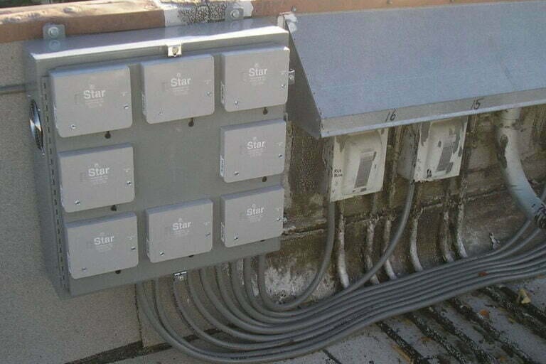 Submeter enclosure with Star meter modules and conduit runs