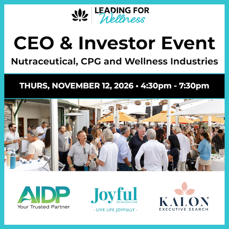 CEO & Investor Event — Nutraceutical, CPG and Wellness Industries — Thursday, November 12, 2026, 4:30 to 7:30pm