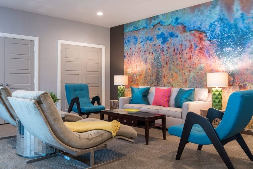 Lounge interior design by Landry Designs in Fort Worth, TX