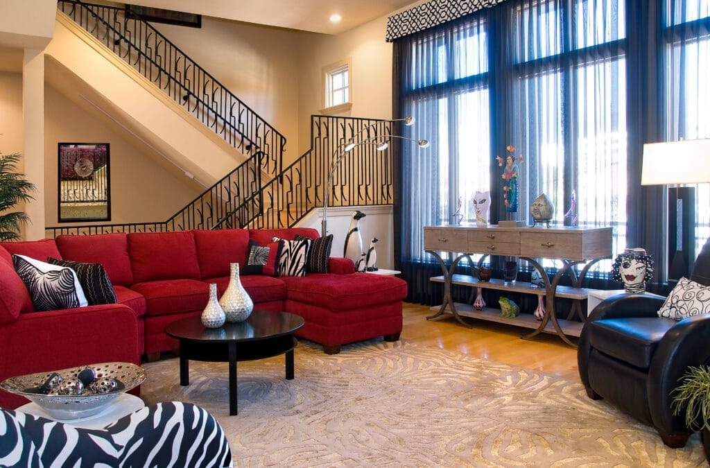 Family room interior design by Landry Designs in Arlington, TX