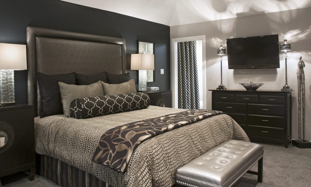 Bedroom interior design by Landry Designs in Arlington, TX